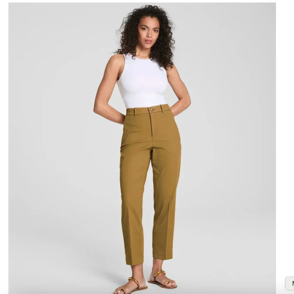 SPANX Stretch Twill Slim Straight Pant Medium Flax SPANXsupersmooth™ - Picture 1 of 7